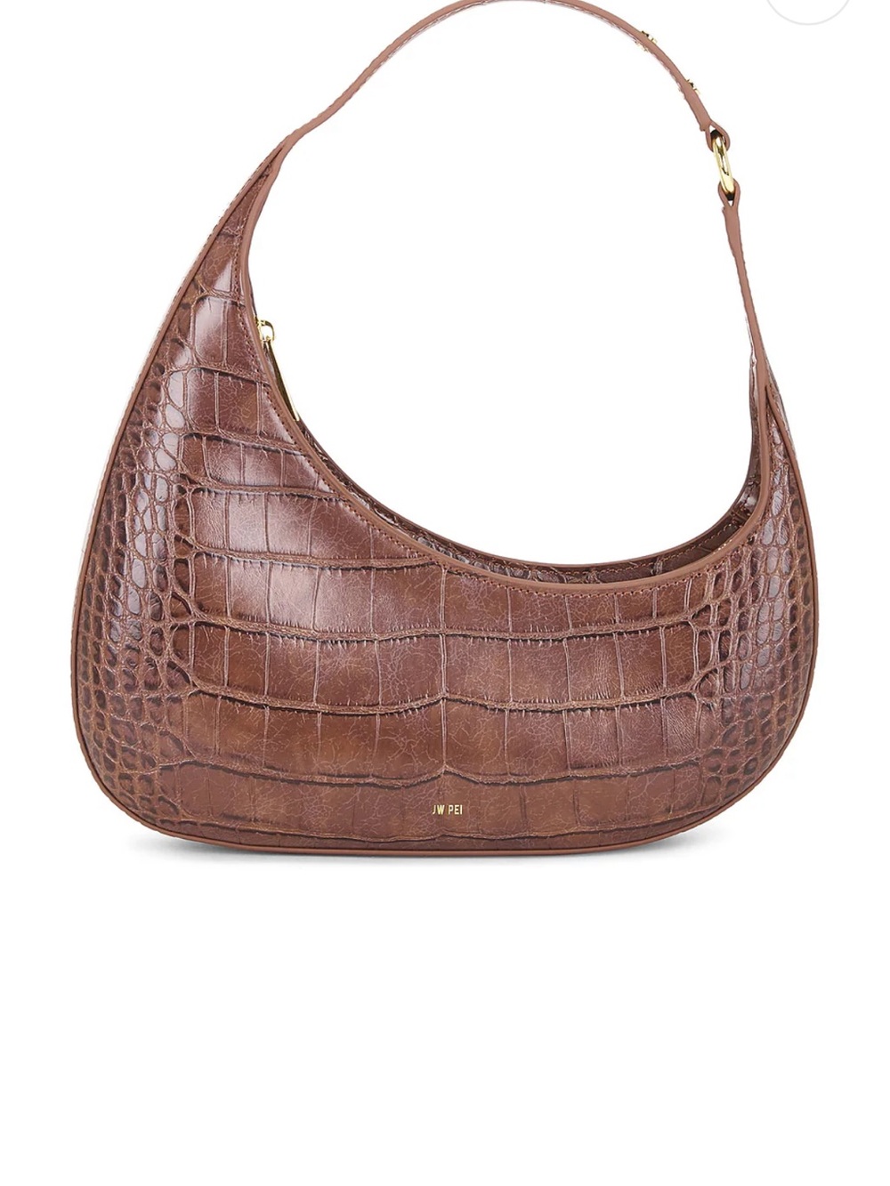 JW PEI Croc-Embossed Crescent Shoulder Bag in Brown